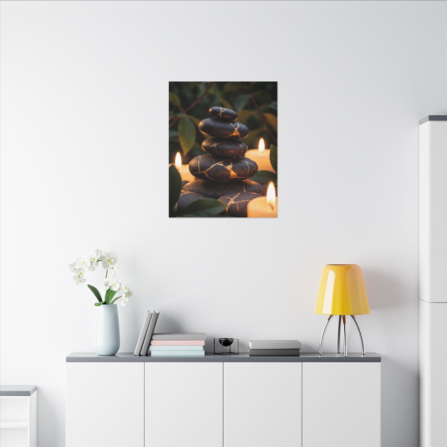 Summer River Stones Gold Vein Canvas Art | Philosophical Decor