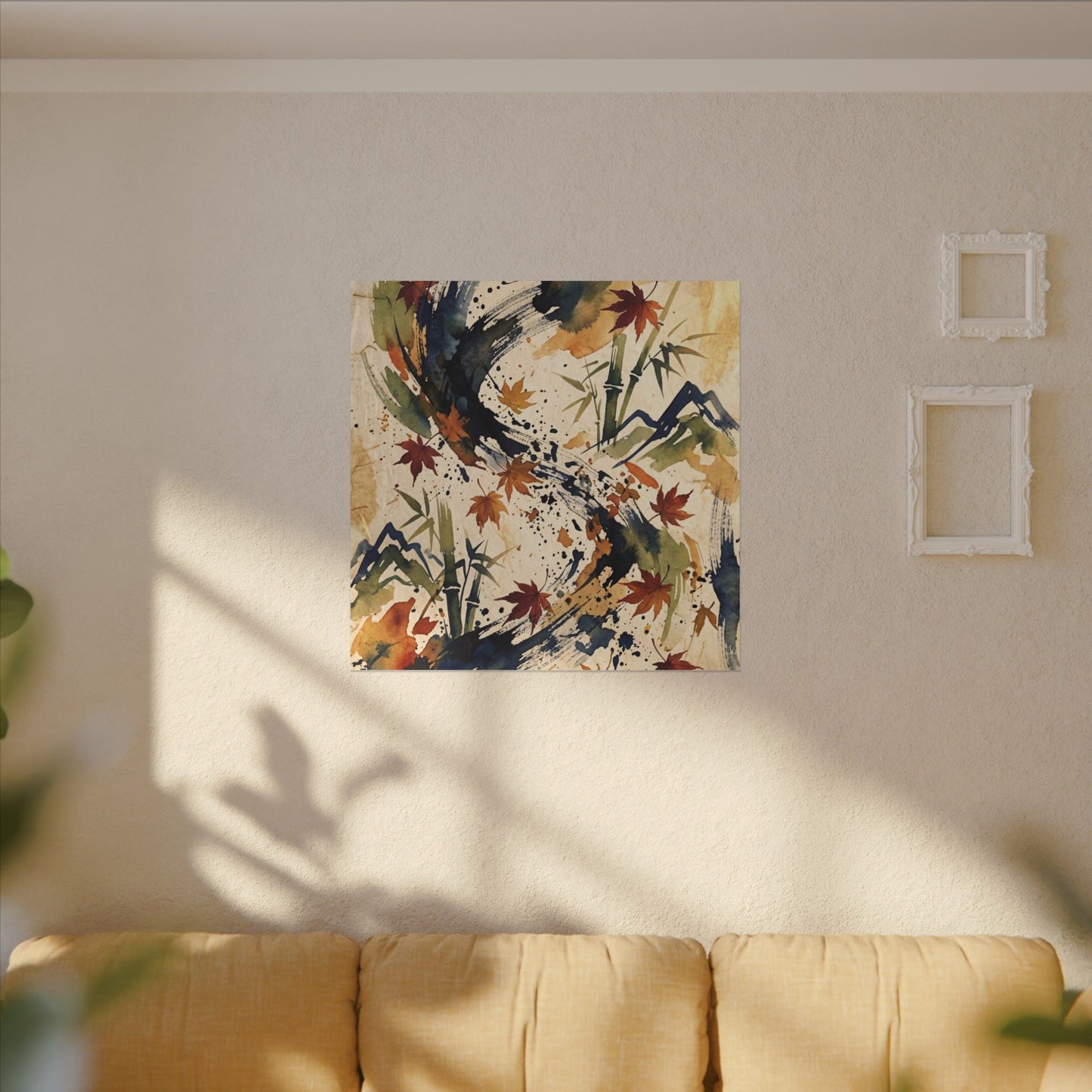 Golden Hour Ink Brushstroke Canvas Art - Zen Shibui