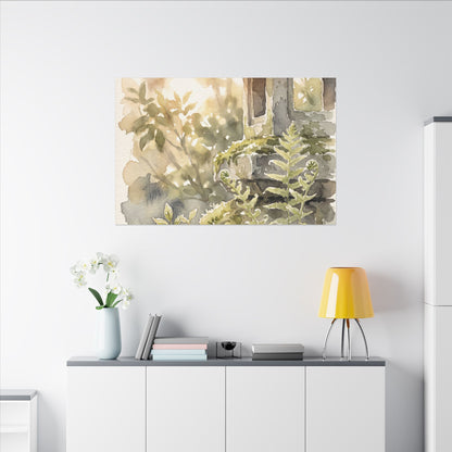 Earthy Stone Lantern Canvas Art - Watercolor Japandi