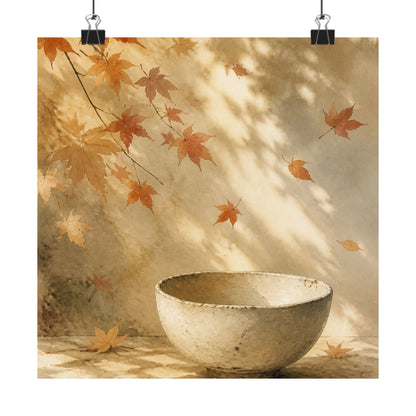 Ceramic Bowl Wall Art Print | Autumn Japandi Watercolor Art