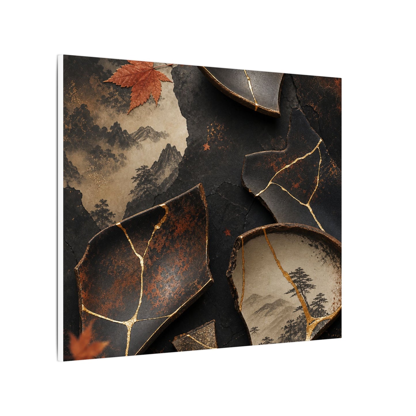 Broken Pottery Gold Vein Canvas Art | Philosophical Kintsugi Art