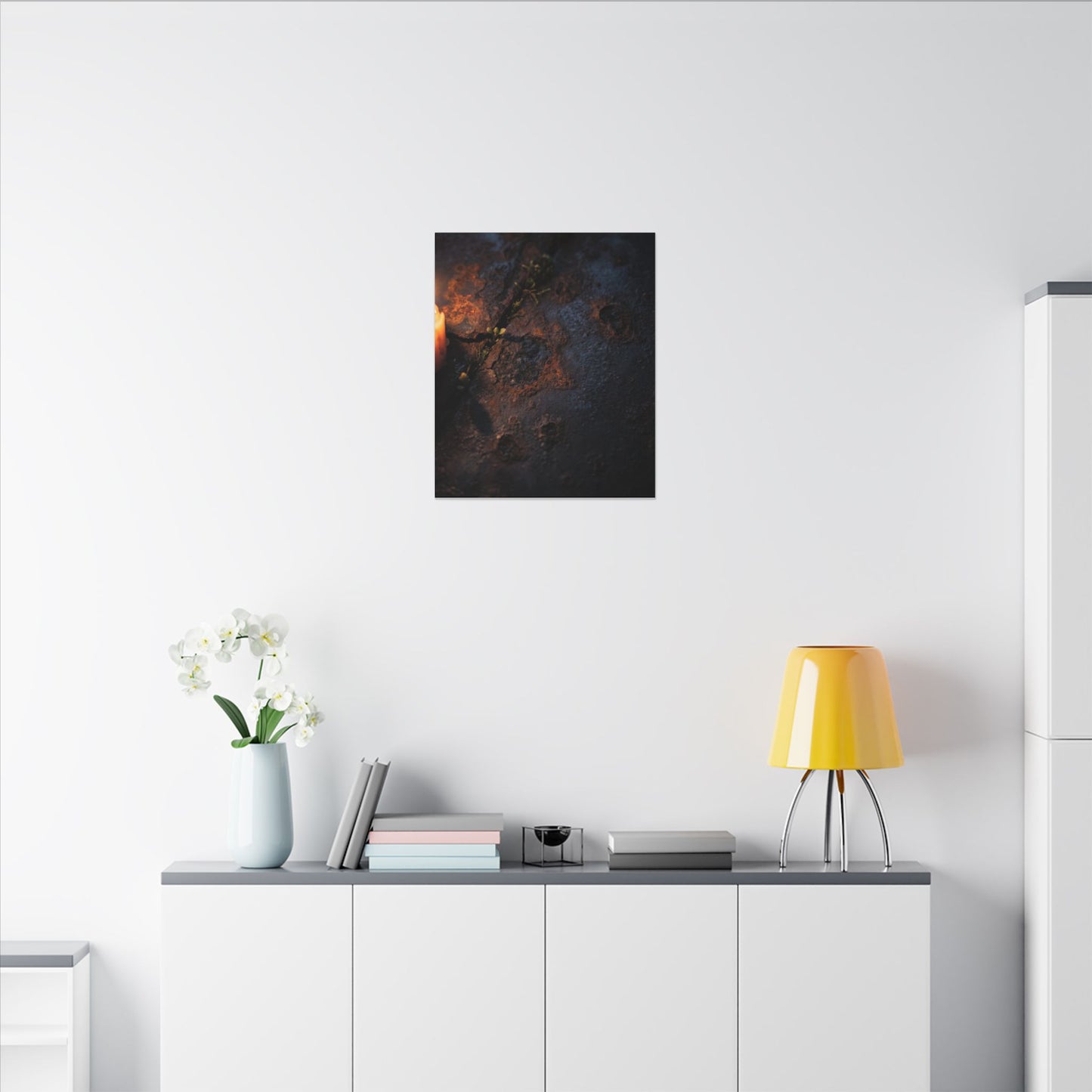 Candlelight Rust Patina Canvas Art - Dark Japandi Ma