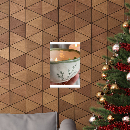 Candlelight Ceramic Bowl Wall Art Print - Japandi Seijaku