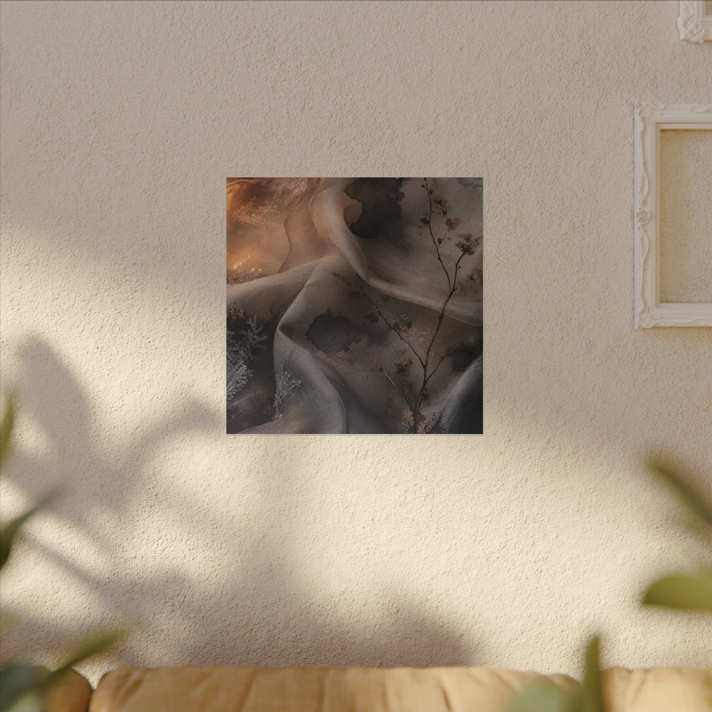 Japandi Silk Drape in Candlelight | Watercolor Canvas Art