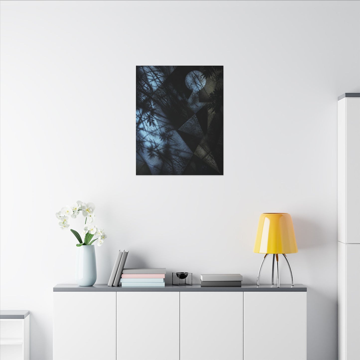 Shadow Play Winter Canvas Art | Dark Japandi Luxurious Design