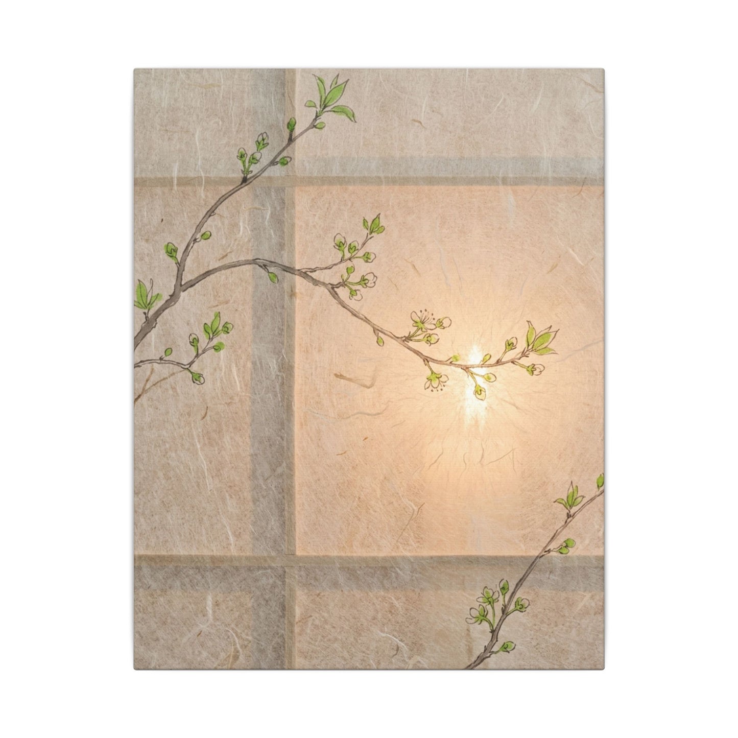 Shoji Screen Canvas Art | Spring Japandi Minimal Line Art