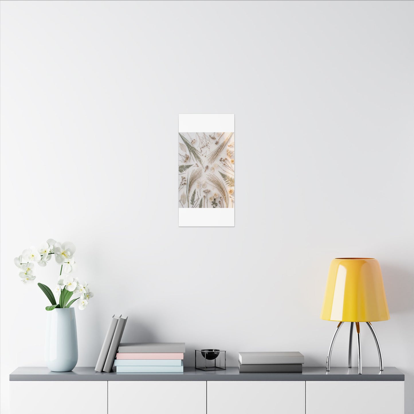 Elegant Dried Flowers Canvas Art - Japanese Pattern Japandi