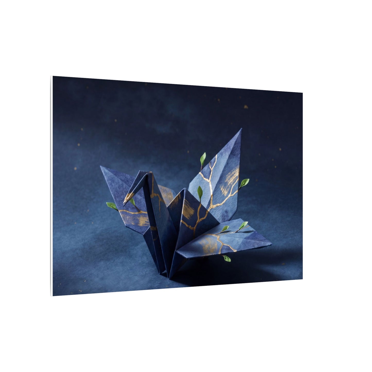 Kintsugi Paper Fold in Moonlight | Crackle Gold Canvas Art