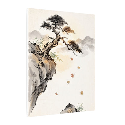 Peaceful Pine Tree Canvas Art - Sumi E Zen