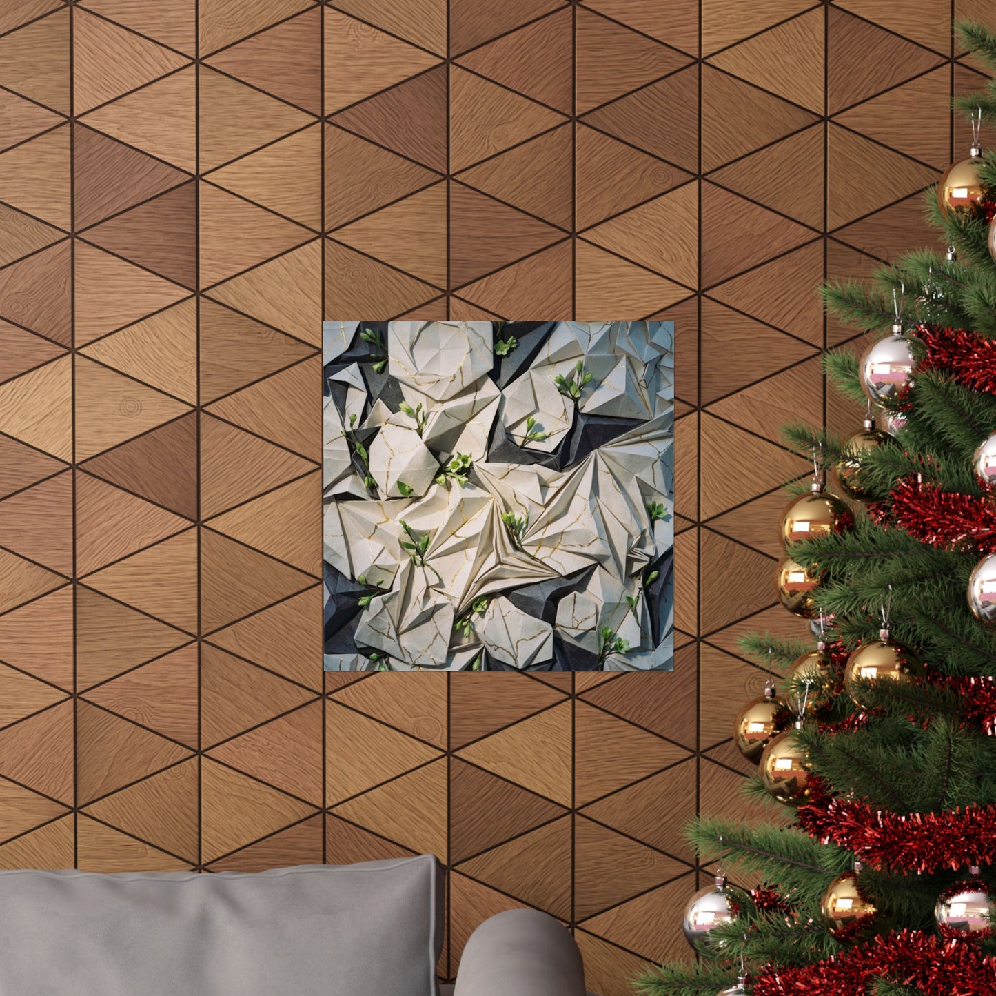 Paper Fold Gold Vein Wall Art Print | Resilient Kintsugi Art