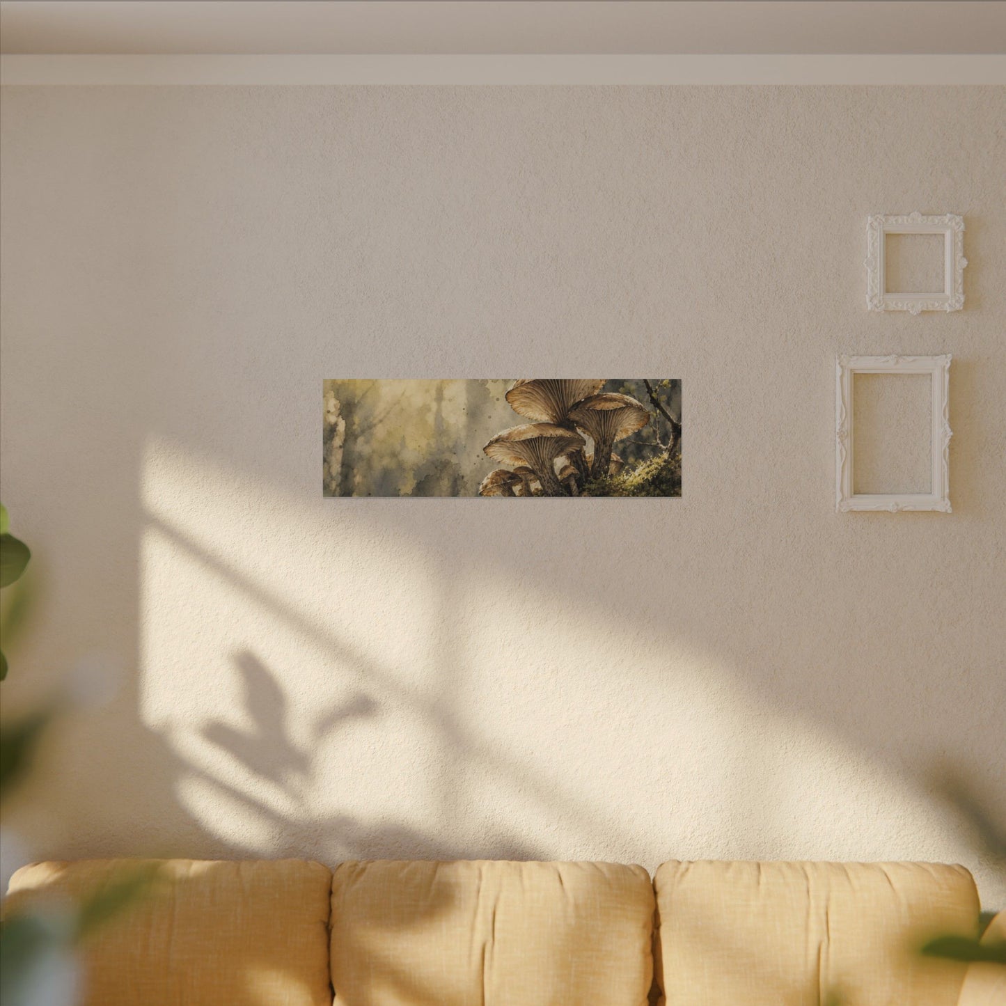 Wild Mushrooms Canvas Art | Spring Japandi Watercolor Art
