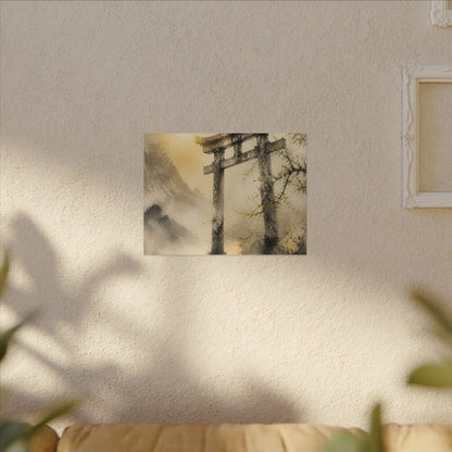 Spring Torii Gate Sumi E Canvas Art | Tranquil Decor