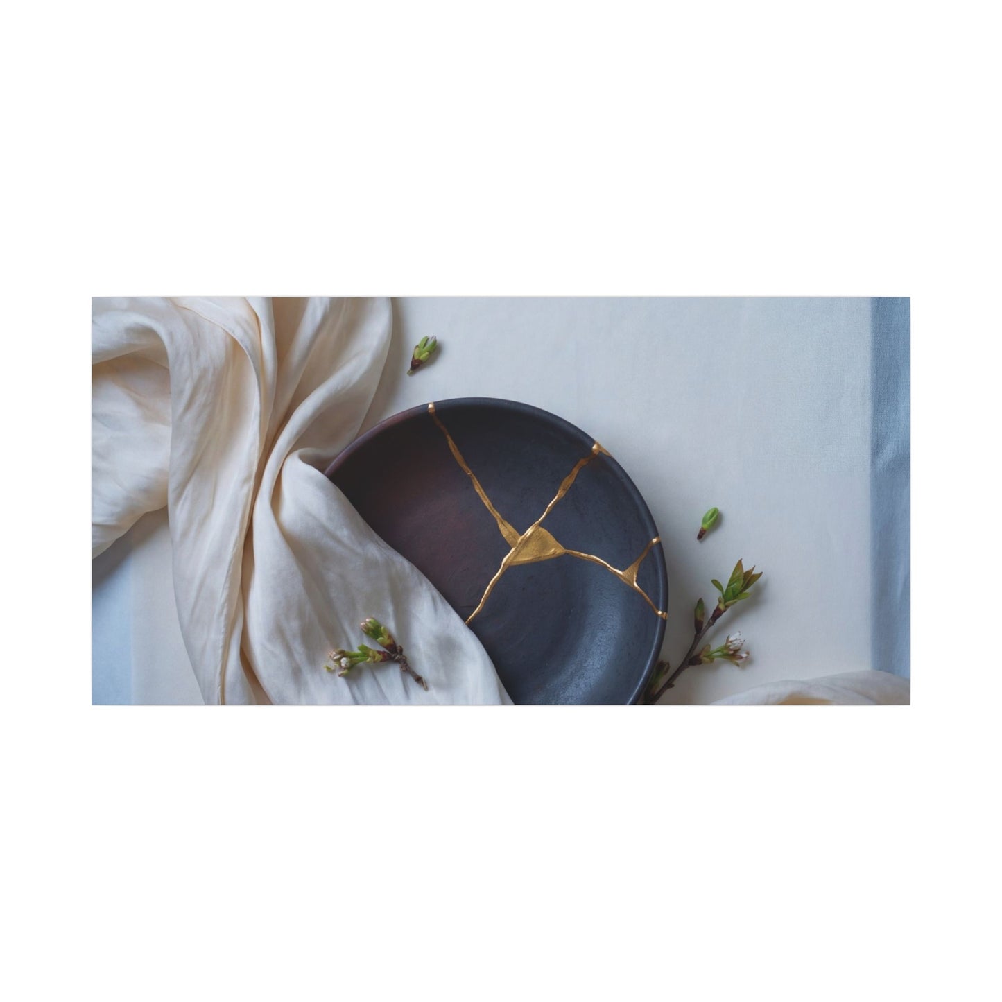 Ma Silk Drape Canvas Art - Kintsugi Gold Repair