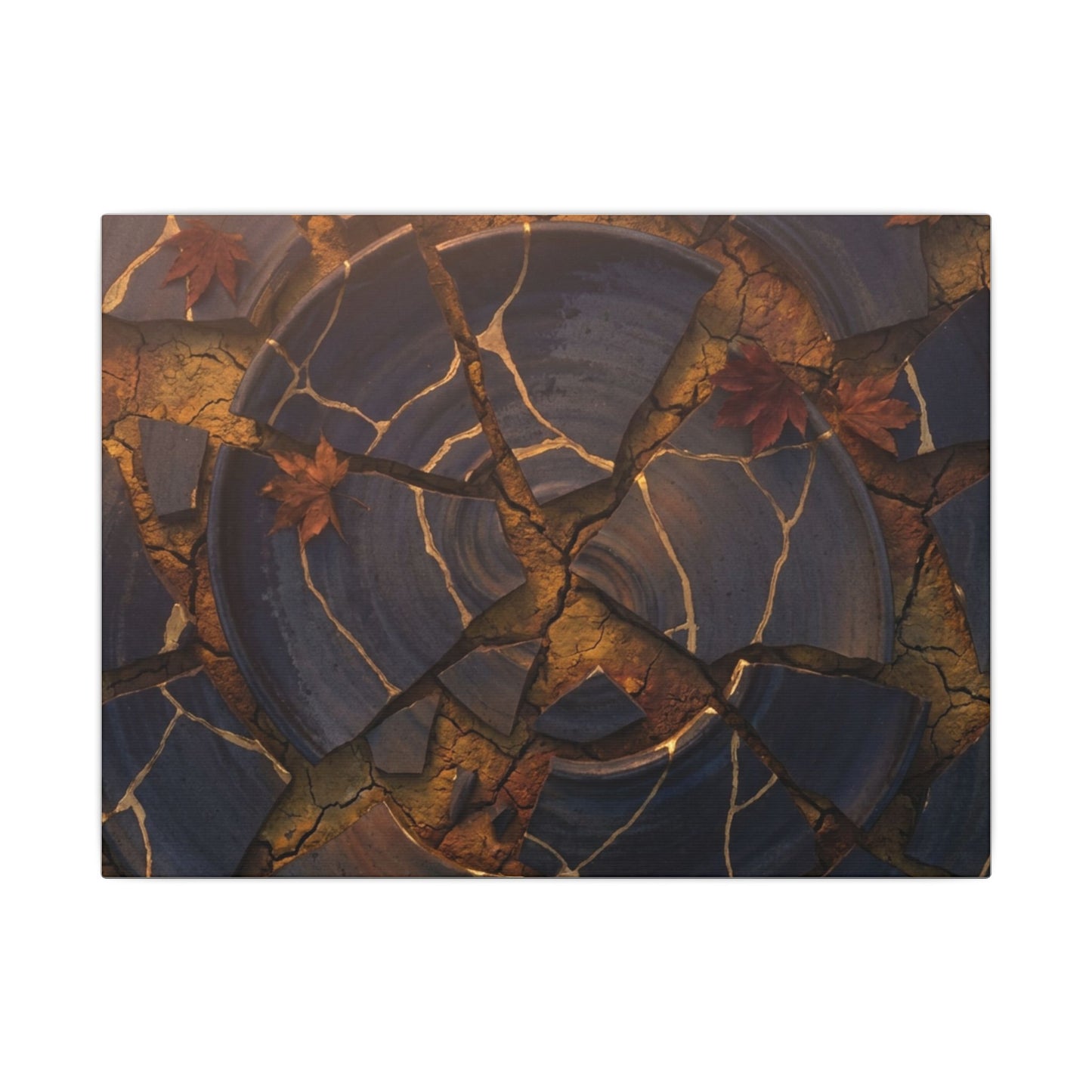 Autumn Cracked Earth Gold Repair Canvas Art | Philosophical Decor