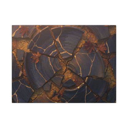 Autumn Cracked Earth Gold Repair Canvas Art | Philosophical Decor