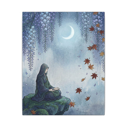 Zen Wisteria in Moonlight | Ukiyo E Inspired Canvas Art