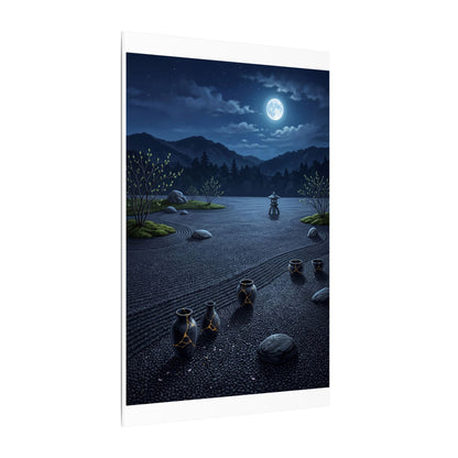 Kintsugi Moonlit Garden in Moonlight | Gold Repair Canvas Art