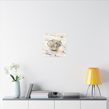Ceramic Bowl Canvas Art | Winter Japandi Watercolor Art
