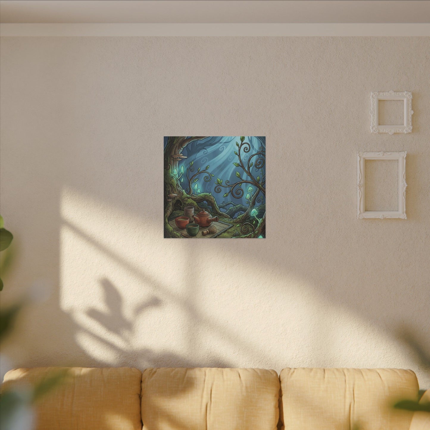 Spring Tea Ceremony Forest Whimsy Canvas Art | Cozy Decor