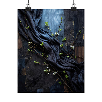 Moonlight Silk Drape Wall Art Print - Dark Japandi Datsuzoku Art Print
