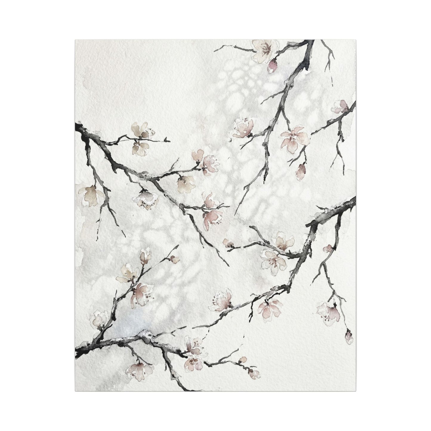 Cherry Blossom Canvas Art | Winter Japandi Watercolor Art