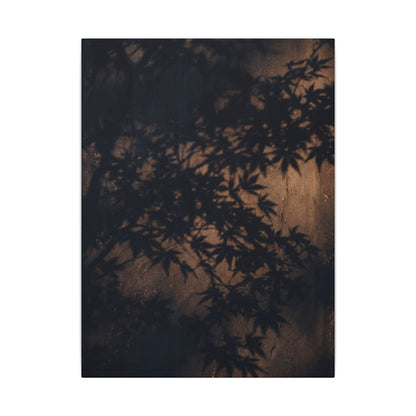 Shadow Play Autumn Canvas Art | Dark Japandi Atmospheric Design