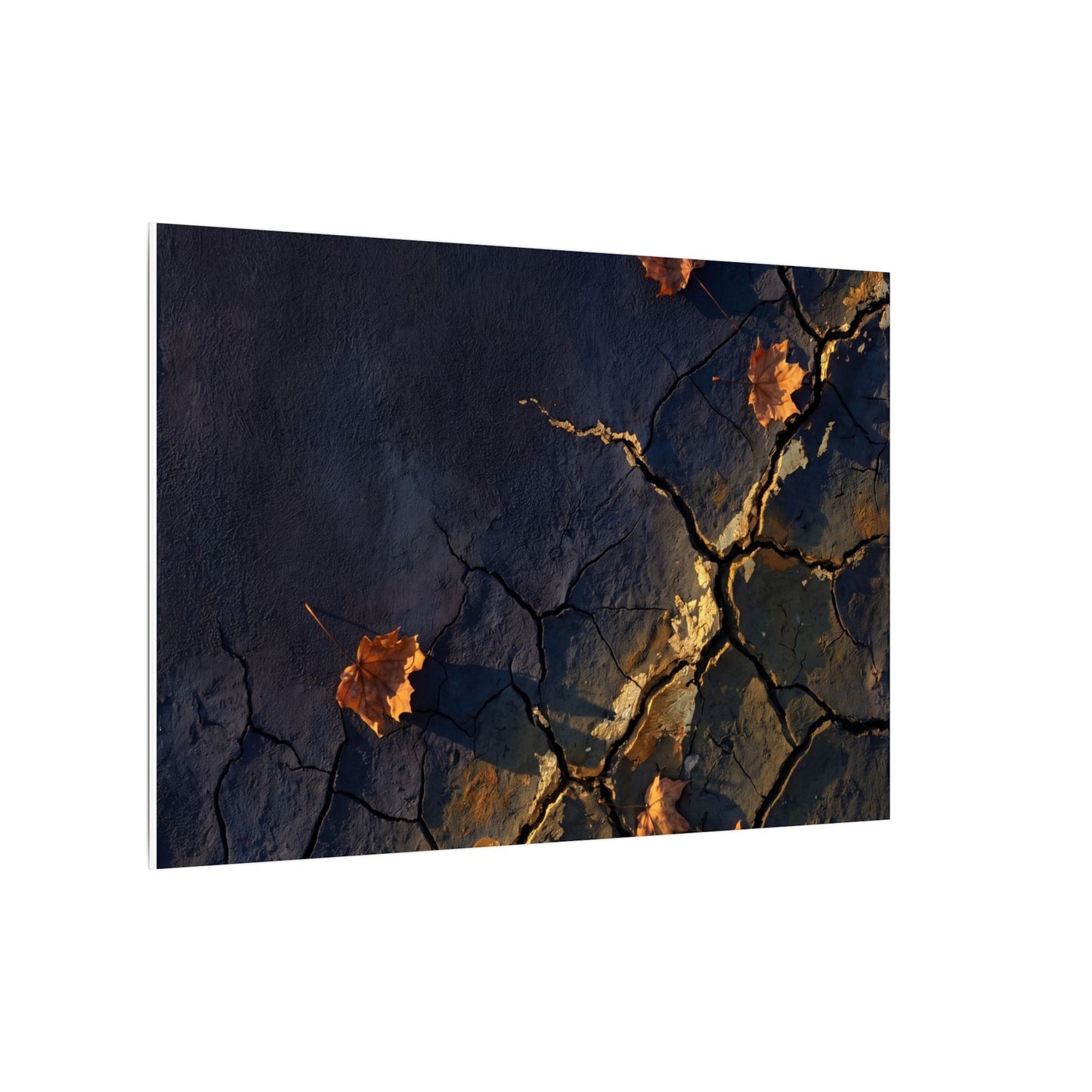 Cracked Earth Canvas Art | Autumn Dark Japandi Dark Texture Art