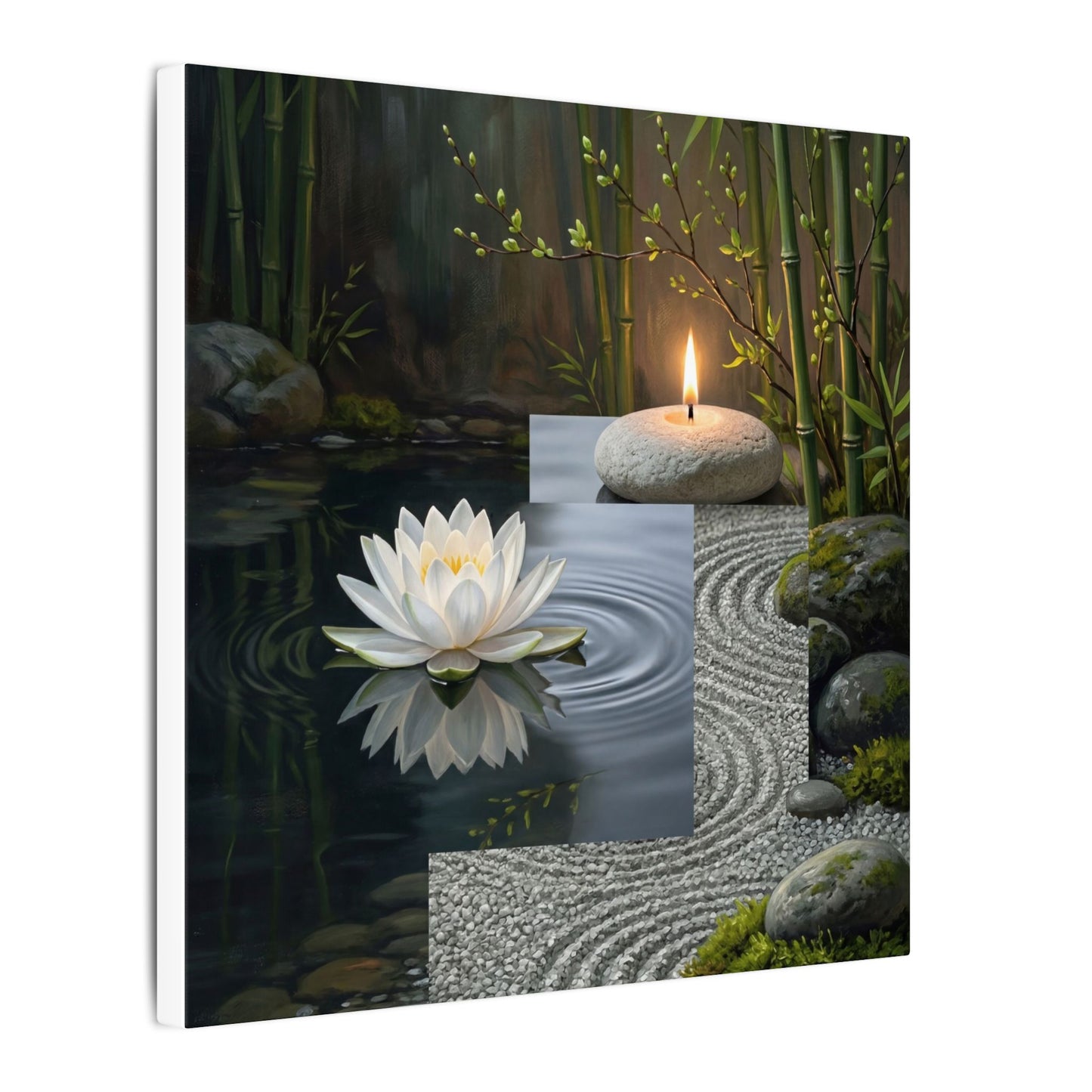 Candlelight Lotus Flower Canvas Art - Zen Kanso