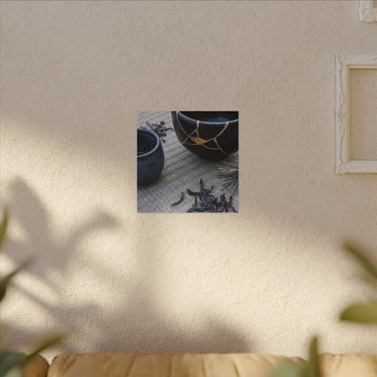 Kintsugi Tea Ceremony in Overcast | Gold Vein Canvas Art