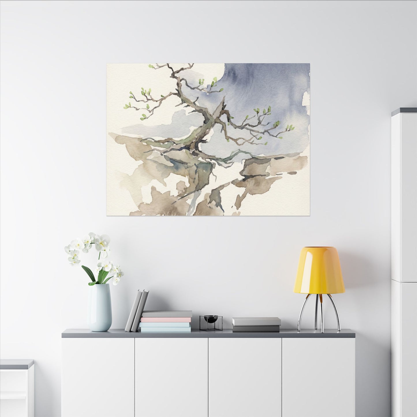 Moonlight Pine Tree Canvas Art - Japandi Ma