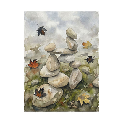 Overcast River Stones Canvas Art - Japandi Fukinsei