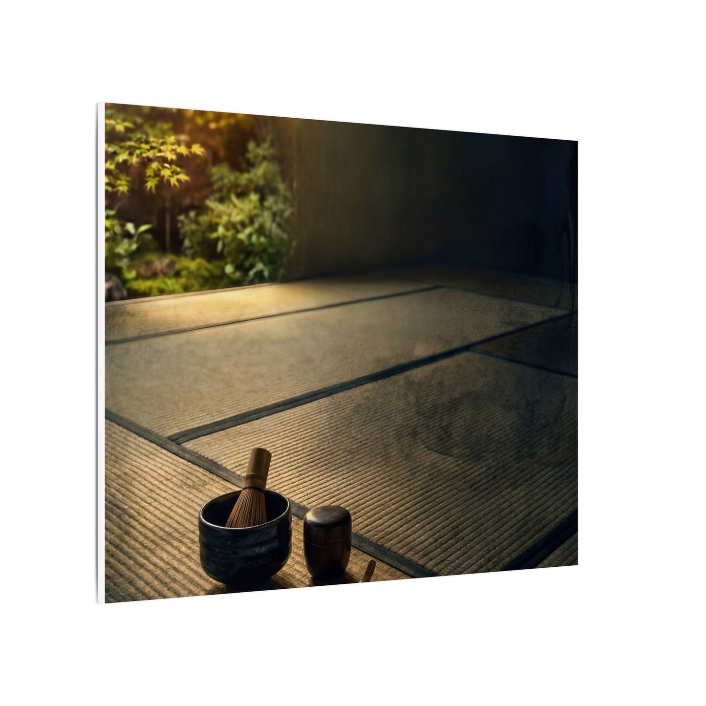 Dark Japandi Tea Ceremony in Golden Hour | Dark Texture Canvas Art