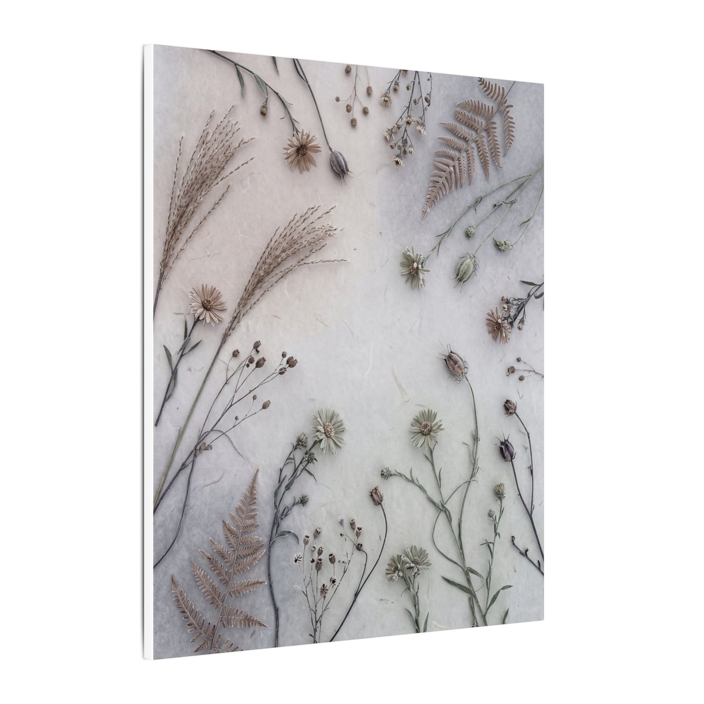 Dried Flowers Japanese Pattern Canvas Art | Elegant Japandi Art