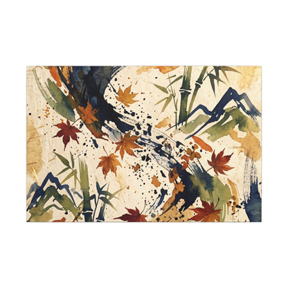 Golden Hour Ink Brushstroke Canvas Art - Zen Shibui