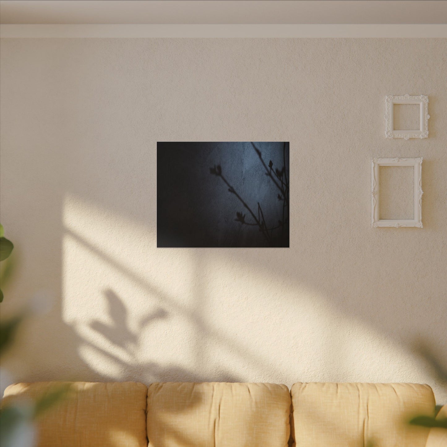 Shadow Play Canvas Art | Spring Dark Japandi Moody Minimal Art