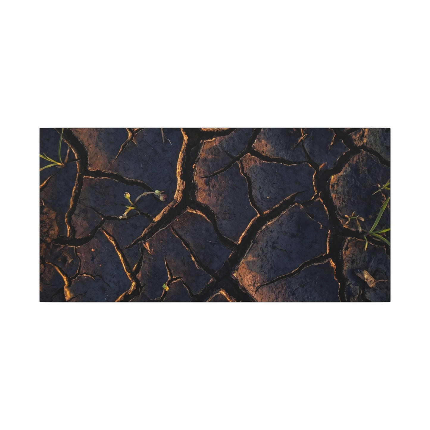 Cracked Earth Moody Minimal Canvas Art | Luxurious Dark Japandi Art