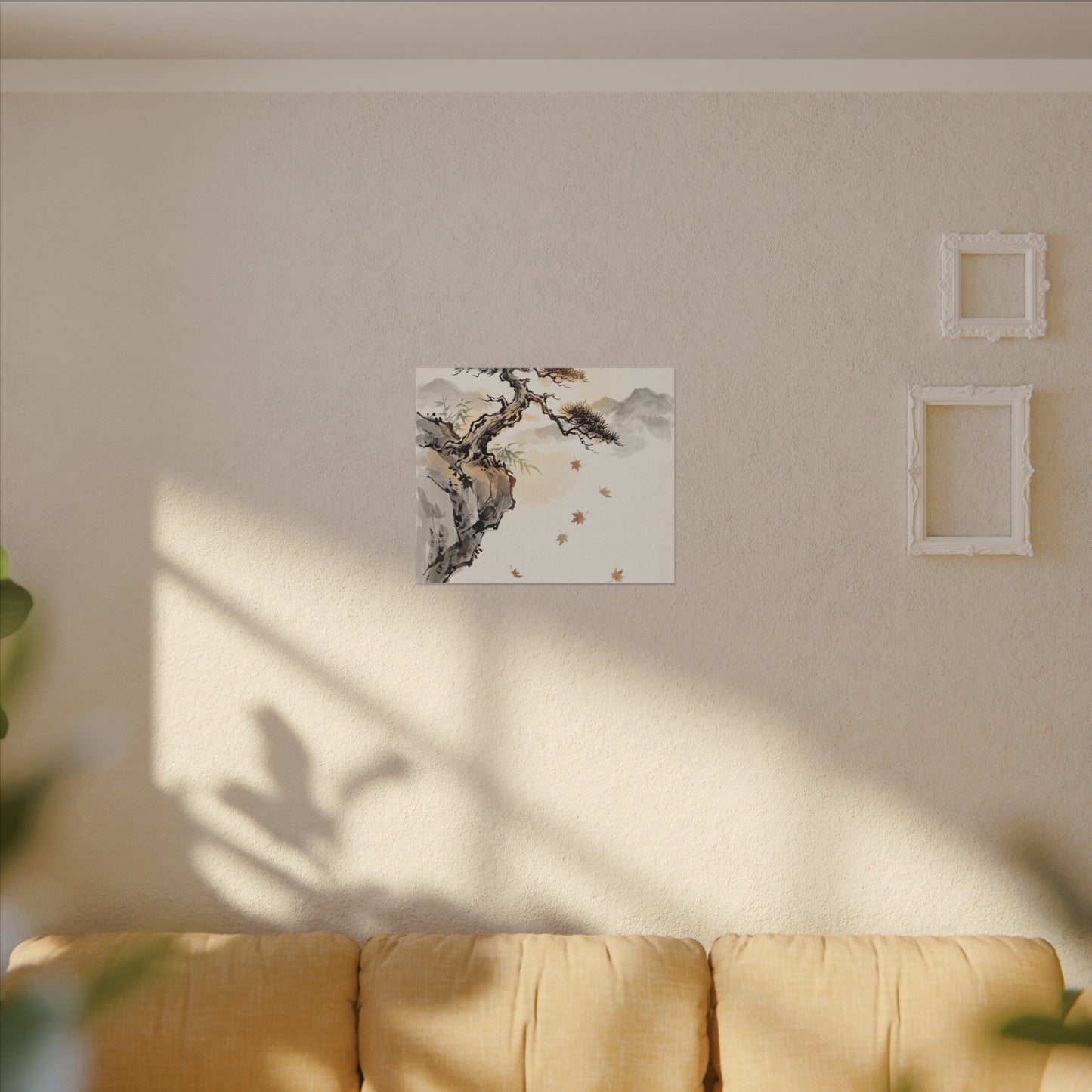 Peaceful Pine Tree Canvas Art - Sumi E Zen