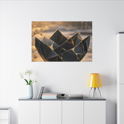 Kintsugi Paper Fold in Golden Hour | Gold Repair Canvas Art