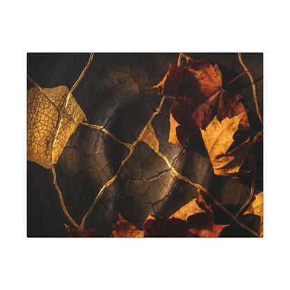 Resilient Shadow Play Canvas Art - Crackle Gold Kintsugi