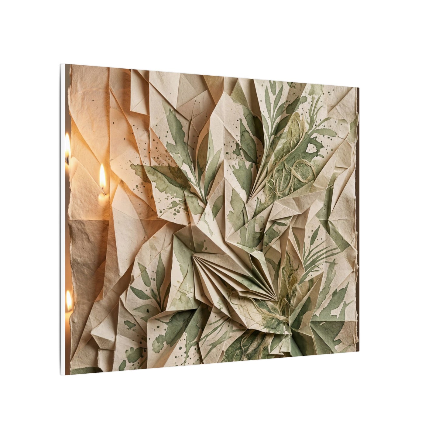 Japandi Paper Fold in Candlelight | Texture Canvas Art