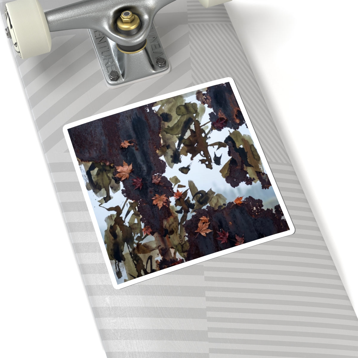 Rust Patina Charcoal Ink Sticker | Luxurious Dark Japandi Art
