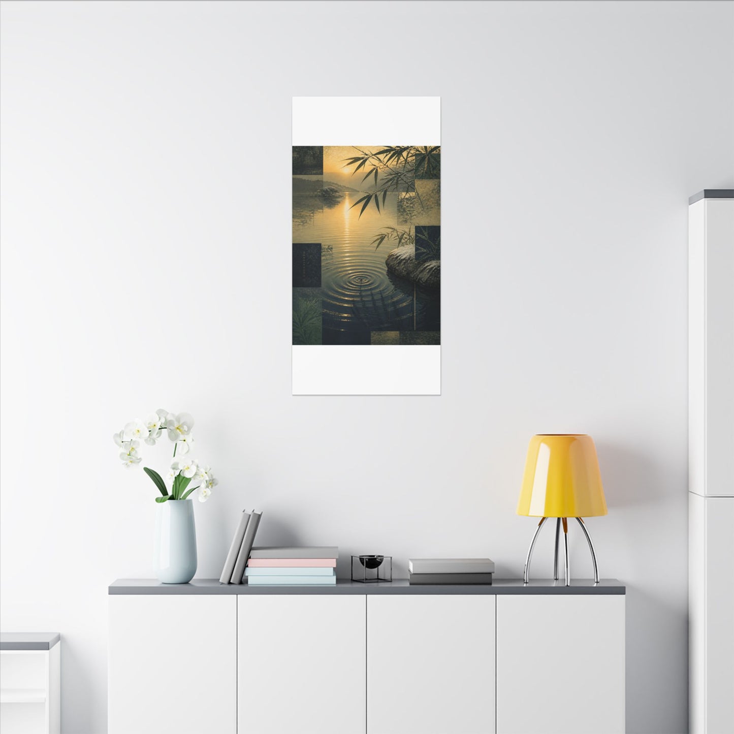 Zen Water Ripple in Golden Hour | Ukiyo E Inspired Canvas Art