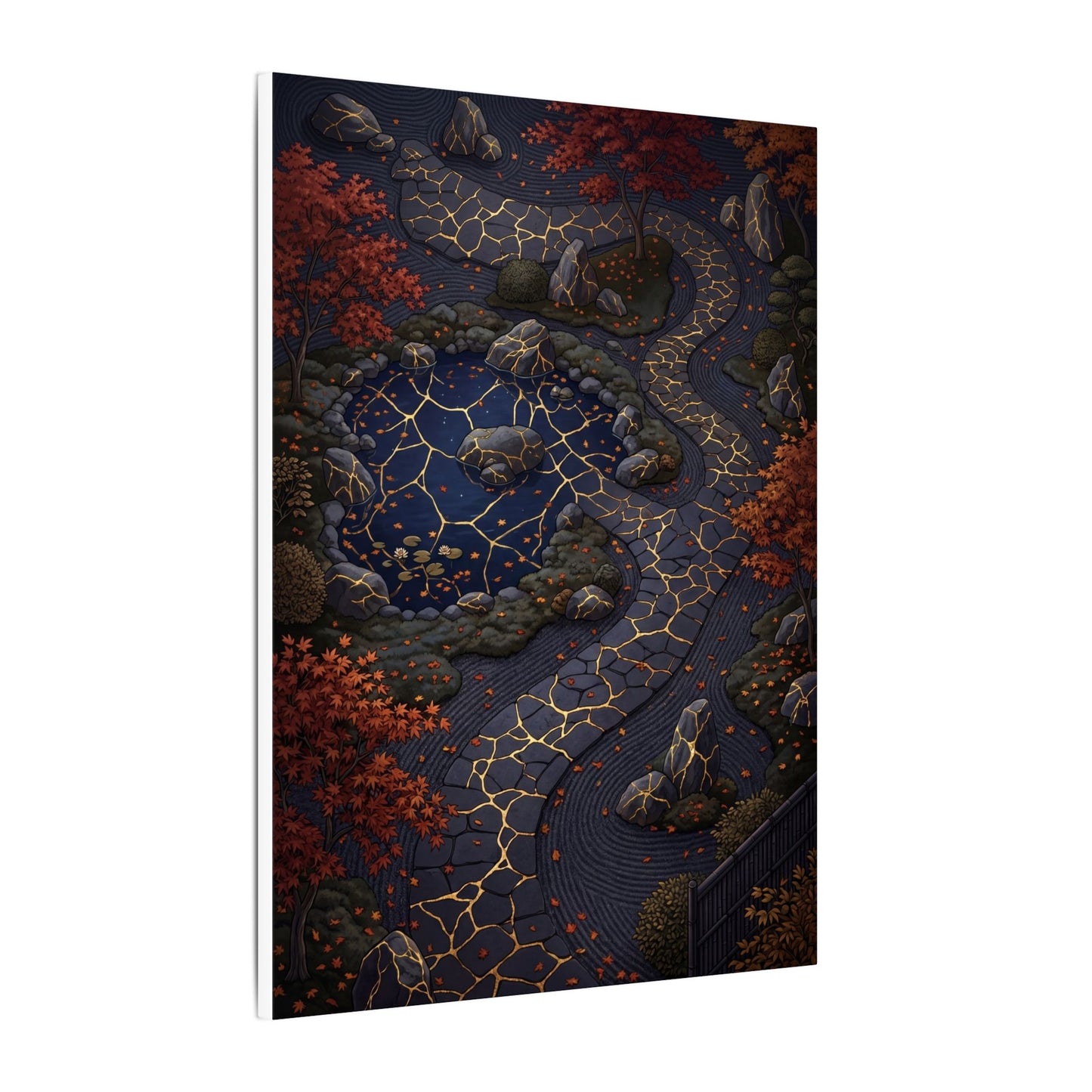 Moonlit Garden Gold Vein Canvas Art | Resilient Kintsugi Art