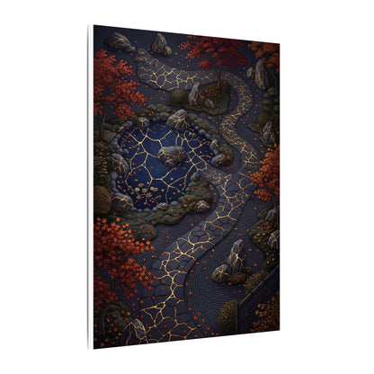 Moonlit Garden Gold Vein Canvas Art | Resilient Kintsugi Art