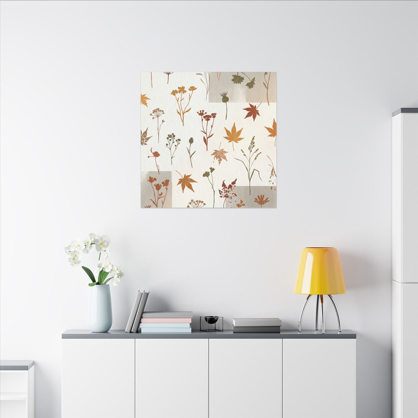 Autumn Dried Flowers Japanese Pattern Canvas Art | Elegant Decor