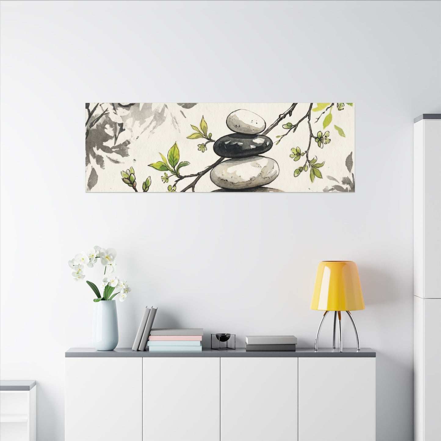 Spring River Stones Japanese Pattern Canvas Art | Elegant Decor