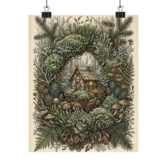 Moss Close Up Winter Wall Art Print | Cottagecore Earthy Design