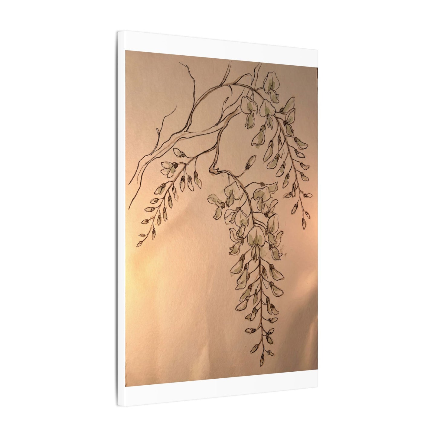 Japandi Wisteria in Candlelight | Minimal Line Canvas Art