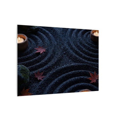 Seijaku Rock Garden Canvas Art - Dark Japandi Dark Texture