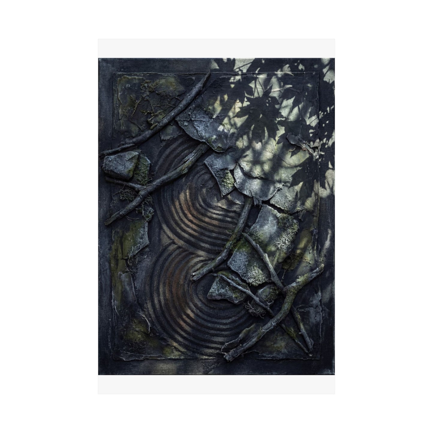 Winter Rock Garden Dark Texture Wall Art Print | Moody Decor